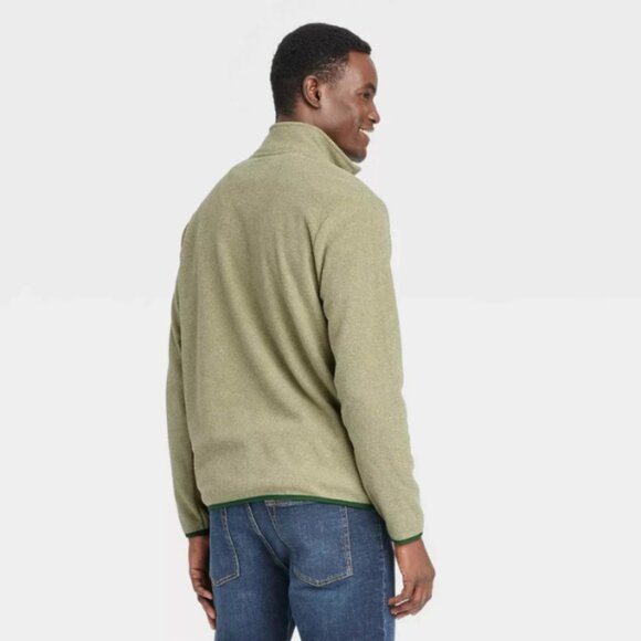 Men's Polar Fleece Half Zip Sweatshirt - Goodfellow & Co Green Size XL - Picture 2 of 2